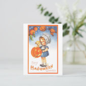 Niedliches Vintages Halloween Postkarte (Stehend Vorderseite)