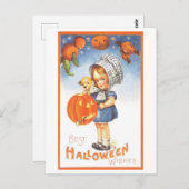 Niedliches Vintages Halloween Postkarte (Vorne/Hinten)