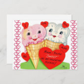 Niedliches Vintages Ice Creme Cones Valentine Post Postkarte (Vorne/Hinten)