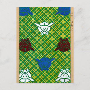 Niedliches Vintages japanisches Kaninchenmuster Postkarte