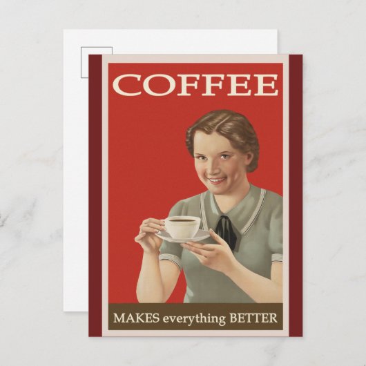 Niedliches Vintages Kaffeeposter Postkarte (Vorne/Hinten)
