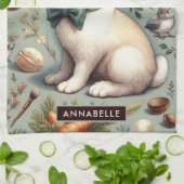 Niedliches Vintages Kaninchen Geschirrtuch (Gefaltet)