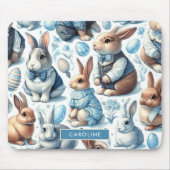 Niedliches Vintages Kaninchen Nahtlos Mousepad (Vorne)