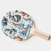 Niedliches Vintages Kaninchen Nahtlos Tischtennis Schläger (Seitenansicht)