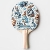 Niedliches Vintages Kaninchen Nahtlos Tischtennis Schläger (Vorderseite)