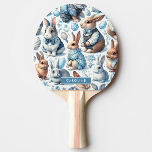 Niedliches Vintages Kaninchen Nahtlos Tischtennis Schläger (Vorderseite)