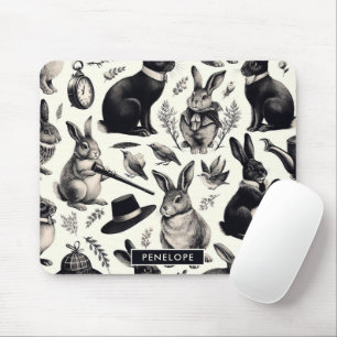 Niedliches Vintages Kaninchenmuster Mousepad