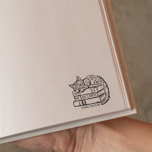 Niedliches Vintages Katzen-Buch Gummistempel