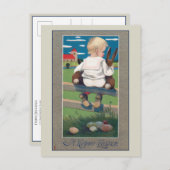 Niedliches Vintages Kind mit OsterBunnien Postkarte (Vorne/Hinten)