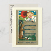 Niedliches Vintages Kind und Ostern Postkarte (Vorne/Hinten)