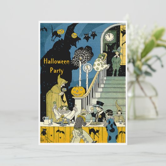Niedliches Vintages KinderHalloween-Party Einladung (Stehend Vorderseite)