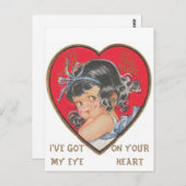 Niedliches Vintages kleines Mädchen im Herzen Postkarte (Vorne/Hinten)