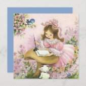 Niedliches Vintages kleines Mädchen im Pilz (Vorne/Hinten)