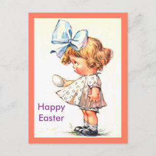 Niedliches Vintages kleines Mädchen zu Ostern Post Feiertagspostkarte