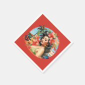 Niedliches Vintages Lady Beach Party Serviette (Ecke)