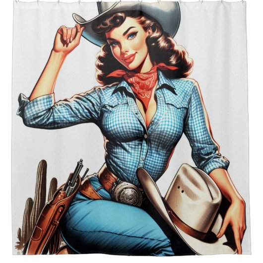 Niedliches Vintages Landmädchen Duschvorhang (Vorderseite)