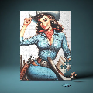 Niedliches Vintages Landmädchen Puzzle