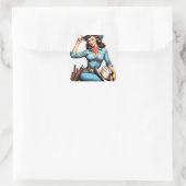 Niedliches Vintages Landmädchen Quadratischer Aufkleber (Tasche)