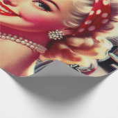 Niedliches Vintages Mädchen der 50er Jahre Geschenkpapier (Ecke)