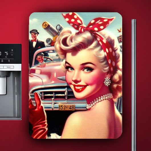 Niedliches Vintages Mädchen der 50er Jahre Magnet