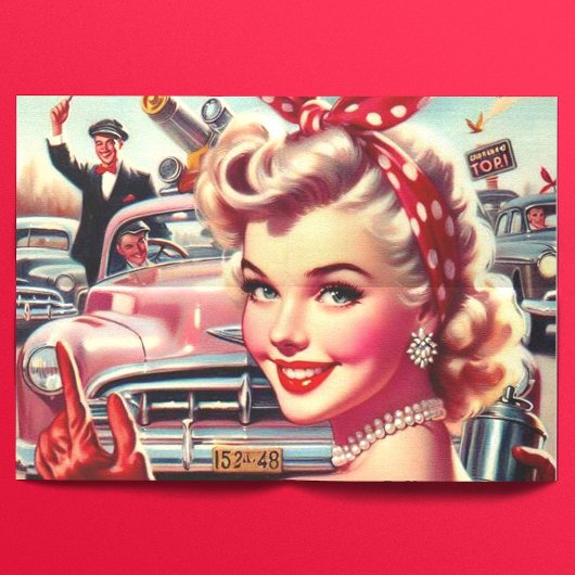 Niedliches Vintages Mädchen der 50er Jahre Seidenpapier