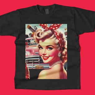 Niedliches Vintages Mädchen der 50er Jahre T-Shirt