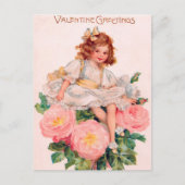 niedliches Vintages Mädchen Valentines Grüße Postkarte (Vorderseite)