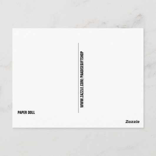 NIEDLICHES VINTAGES MÄDCHENPAPIERDOLL POSTKARTE (Rückseite)