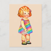 NIEDLICHES VINTAGES MÄDCHENPAPIERDOLL POSTKARTE (Vorderseite)