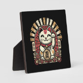 Niedliches Vintages Maneki Neko Lucky Cat, Erfolgs Fotoplatte (Vorderseite)
