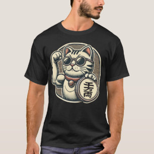 Niedliches Vintages Maneki Neko Lucky Cat, Erfolgs T-Shirt