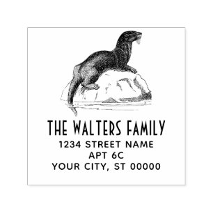 Niedliches Vintages Meer Otter Name Rücksendeadres Permastempel