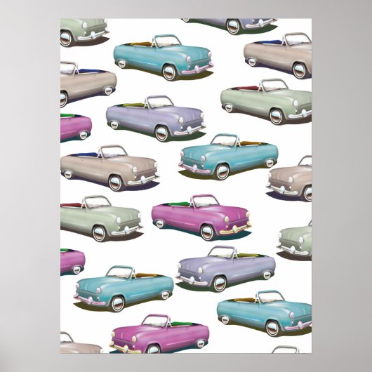 Niedliches Vintages Oldtimer-Muster Poster (Vorne)
