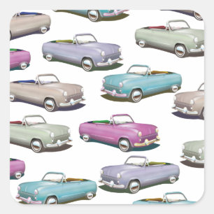 Niedliches Vintages Oldtimer-Muster Quadratischer Aufkleber