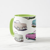 Niedliches Vintages Oldtimer-Muster Tasse (Vorderseite Links)