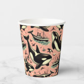 Niedliches Vintages Orca-Muster Pappbecher (Vorderseite)