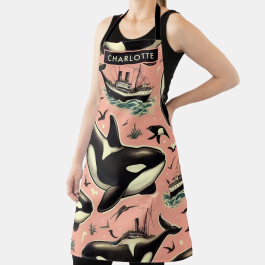 Niedliches Vintages Orca-Muster Schürze (InSitu)