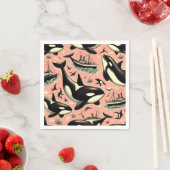 Niedliches Vintages Orca-Muster Serviette (Beispiel)