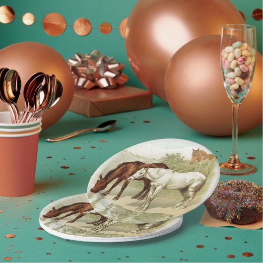 Niedliches Vintages Pferd liebt jeden Zweck Party Pappteller (Multi)