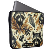 Niedliches Vintages Racoon Muster Laptopschutzhülle (Vorne Rechts)