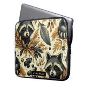 Niedliches Vintages Racoon Muster Laptopschutzhülle (Vorderseite Links)