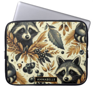 Niedliches Vintages Racoon Muster Laptopschutzhülle
