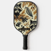 Niedliches Vintages Racoon Muster Pickleball Schläger (Rückseite)