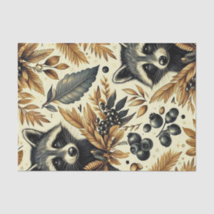 Niedliches Vintages Racoon Muster Seidenpapier