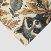 Niedliches Vintages Racoon Muster Seidenpapier (Ausschnitt)