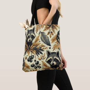 Niedliches Vintages Racoon Muster Tasche