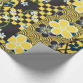Niedliches Vintages Retro Fine Floral Kimono Muste Geschenkpapier (Ecke)