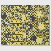 Niedliches Vintages Retro Fine Floral Kimono Muste Geschenkpapier (Flach)