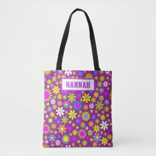 Niedliches Vintages Retro-Purple-Blumen Blumenmust Tasche