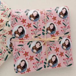 Niedliches Vintages Rosa Foto Weihnachten Geschenkpapier